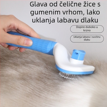 Okrugla četka s mekanom drškom, samočišćavajući češalj za mačke i pse – uklanjanje dlake i raščešljavanje, igličasti češalj