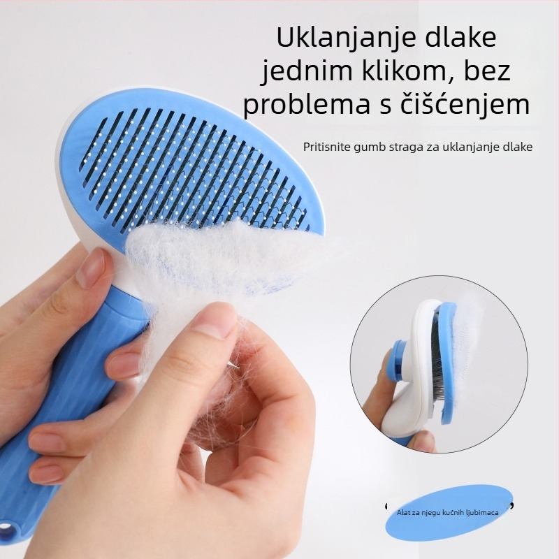 Okrugla četka s mekanom drškom, samočišćavajući češalj za mačke i pse – uklanjanje dlake i raščešljavanje, igličasti češalj
