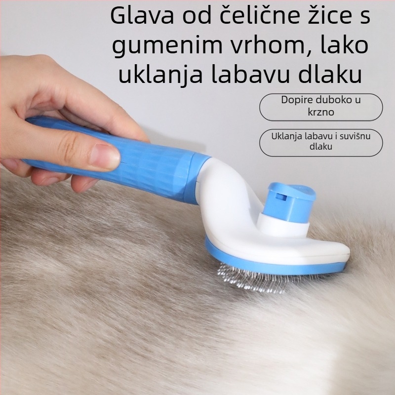 Okrugla četka s mekanom drškom, samočišćavajući češalj za mačke i pse – uklanjanje dlake i raščešljavanje, igličasti češalj