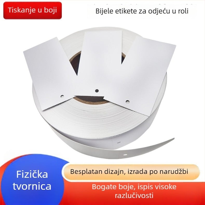Prazne etikete na rolne za odjeću, kožne proizvode i torbe; cijene etikete i potvrda o sukladnosti