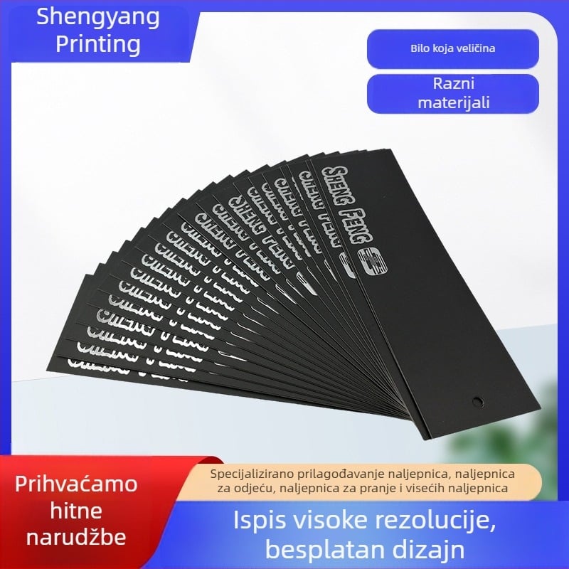 Shengyi etiketa za odjeću – kvadratna naljepnica izrezana kalupom, 350 g dvostrani copperplate papir, DIY modna etiketa