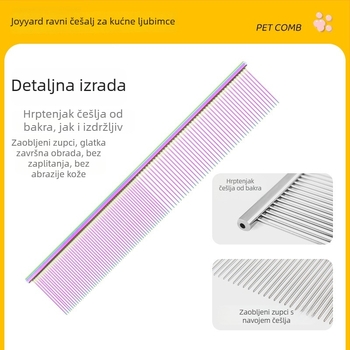 Čisti bakreni češalj za kućne ljubimce s igličastim zubima – raščešljavanje, masaža, antistatički