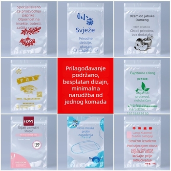 Debela mat prozirna vrećica sa samoljepljivim zatvaranjem i ravnim dnom za pakiranje čajeva s cvijećem, sušenog voća i orašastih plodova