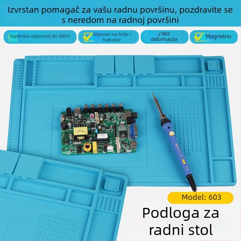 Antistatična radna podloga za popravak računala i mobitela s magnetskim odjeljcima za pohranu, otporna na visoke temperature i koroziju