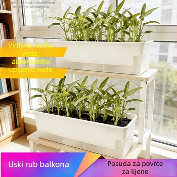 Balkonski lonac za povrće, plastični pravokutni lonac za povrće, dugačak lonac, unutarnje viseće