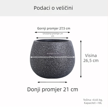 Sferični stolni plastični lonac za cvijeće, bez rupa, velikog promjera, vintage stil