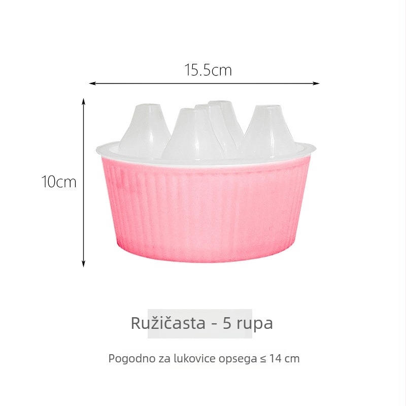 Hydroponska posuda s petrupa za lukovice tulipana i tri rupe za seme hyacinta i narcisa