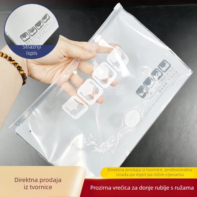 Debela PE samouzatvarajuća vrećica za donje rublje sa zatvaračem, torbica za pakiranje grudnjaka s tiskanim logom