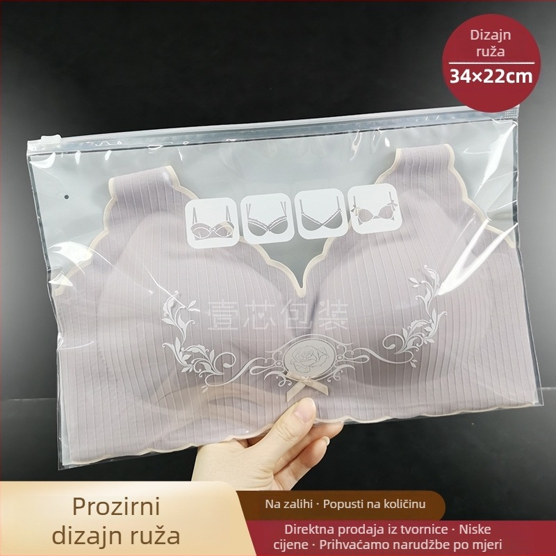 Debela PE samouzatvarajuća vrećica za donje rublje sa zatvaračem, torbica za pakiranje grudnjaka s tiskanim logom