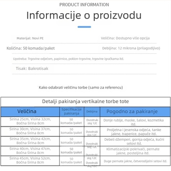 Modna plastična tote torba za odjeću i pakiranje poklona