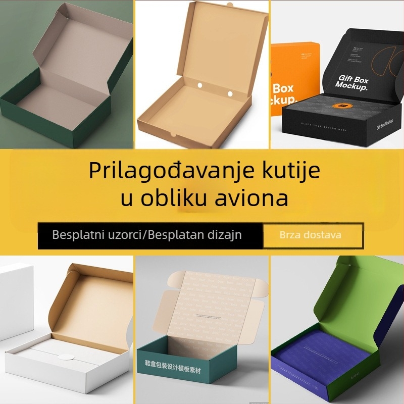Prilagođena univerzalna kutija od valovitog kartona za odjeću i donje rublje, otporna na udarce i tlak, avion-stil kutija, mala serija