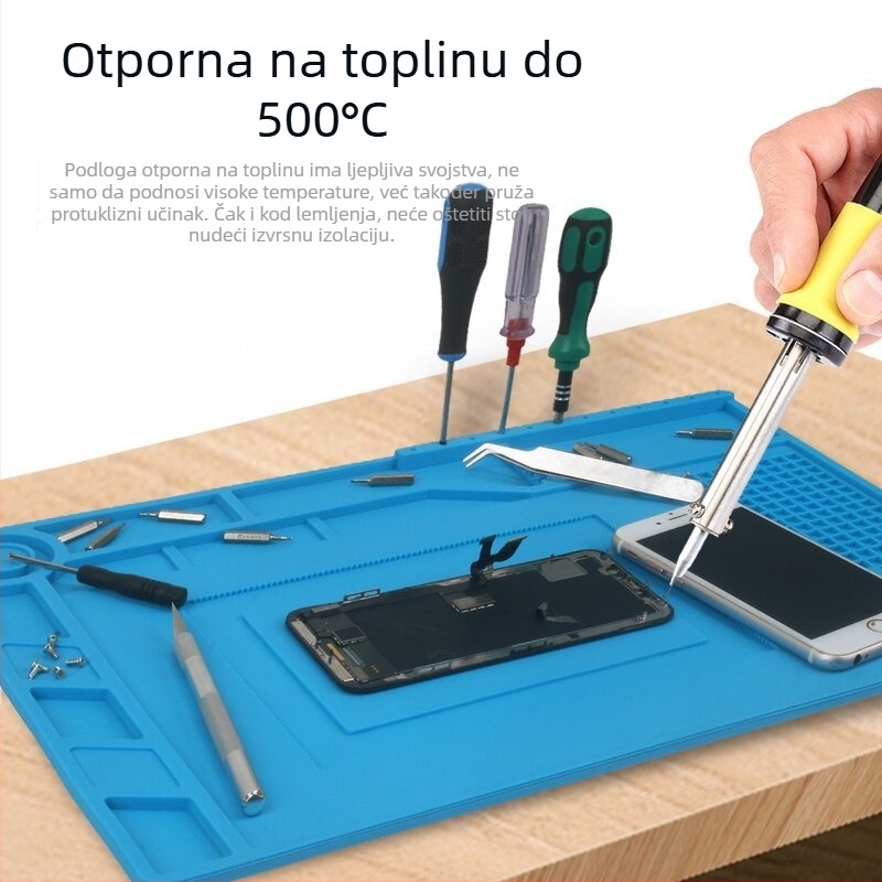 S-150 Silikonska izolacijska podložnica za elektroniku s magnetskim ugrađenim pretincem za dijelove, antistatčna i otporna na visoke temperature, plava