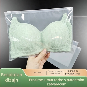 Prozirna PE vrećica za pohranu grudnjaka sa zatvaračem i tiskom logotipa, ambalaža donjeg rublja