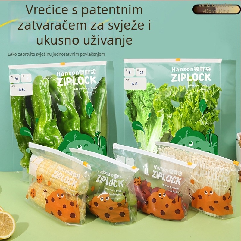 Vrećica za pohranu hrane sa zatvaračem, debela, za kuhinju i hladnjak, samozatvarajuća