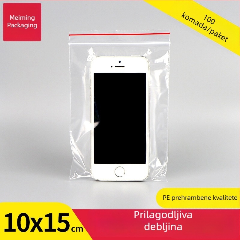 PE vrećice sa samouzavaranjem, 10×15 cm, prozirne, plastična ambalaža