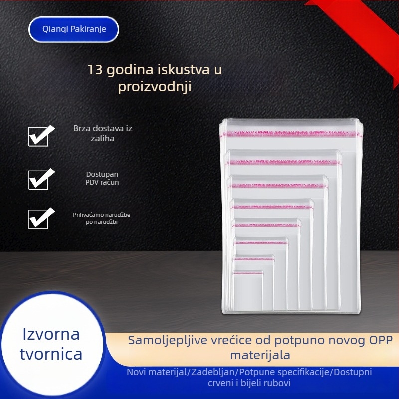 Prozirne OPP vrećice za pakiranje, pojačane, samoljepljive zatvaračke vrećice, plastične, velike veličine, ravni otvor