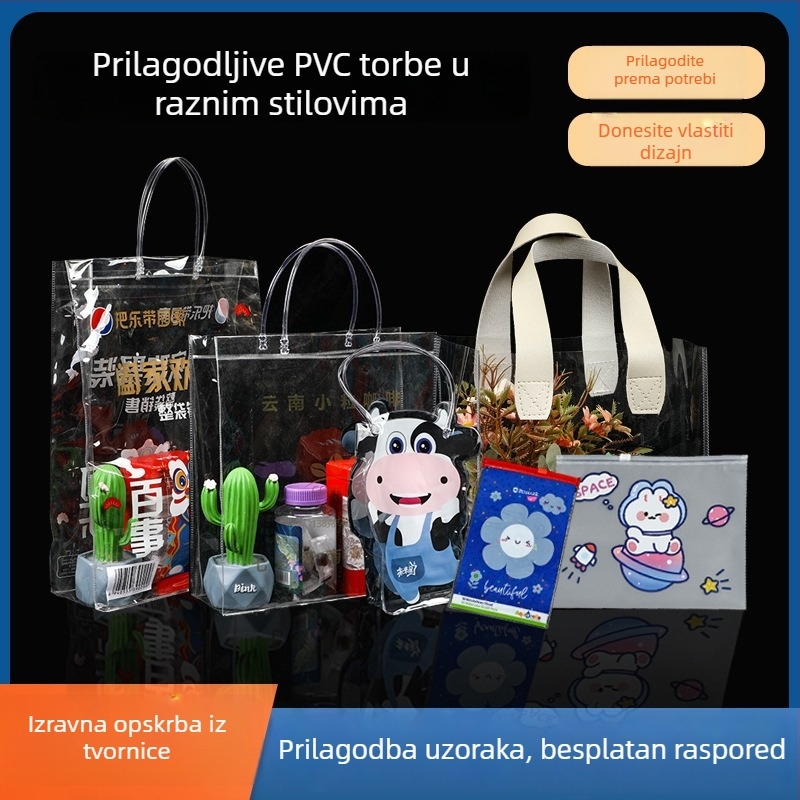 Prozirna PVC torba s šarenim otiskom, ručno izrađena kozmetička torbica s graffiti dizajnom i motivom mliječnog želea