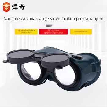 Zavarivačke naočale s dvostrukim preklopom i dvostrukim slojem leća za zaštitu očiju