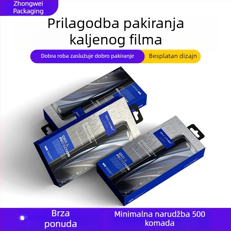 Prilagođeno pakiranje za zaštitno staklo za telefon, kutija za podatkovni kabel i slušalice, šarena kutija za film objektiva – darovni set