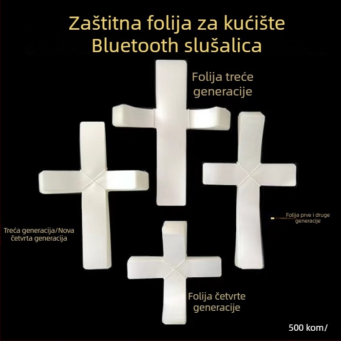 Bluetooth slušalice – zaštitna folija u obliku križa, generacije 2–4, mat ambalažna folija