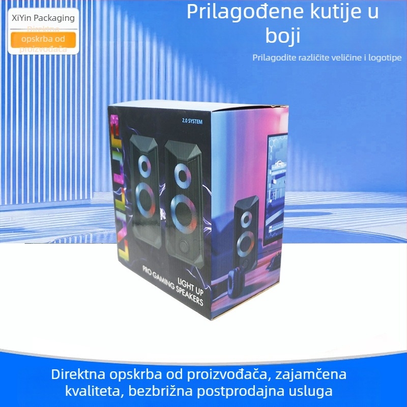 Prilagođena boja pakiranja Bluetooth zvučnika, kutija od valovitog kartona za slušalice preko uha s izrezanim dnom