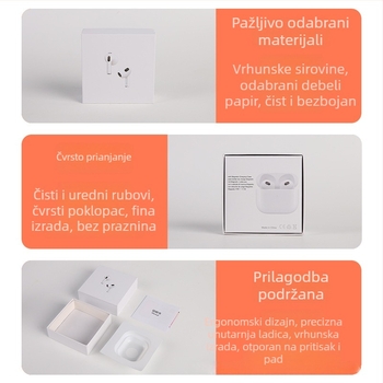 Neutralna kutija od sivog kartona za Bluetooth slušalice AirPods, generacije 4. i 5