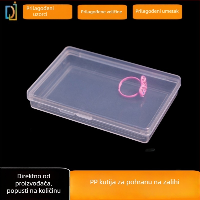 Pravougaona debela PP plastična kutija s poklopcem, za pohranu zaštitnih folija za zaslon telefona te osobnih/kreditnih kartica
