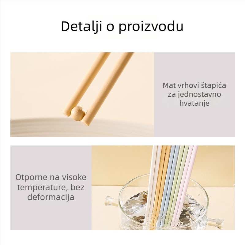Štapići za jelo od legure, otporni na visoke temperature, za kućnu upotrebu, po jedan par po osobi, šareni, japanski stil minimalistički dizajn