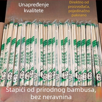 Bambus štapići za jelo, jednokratni, deblji i duži, higijenski za restorane, pojedinačno pakirani