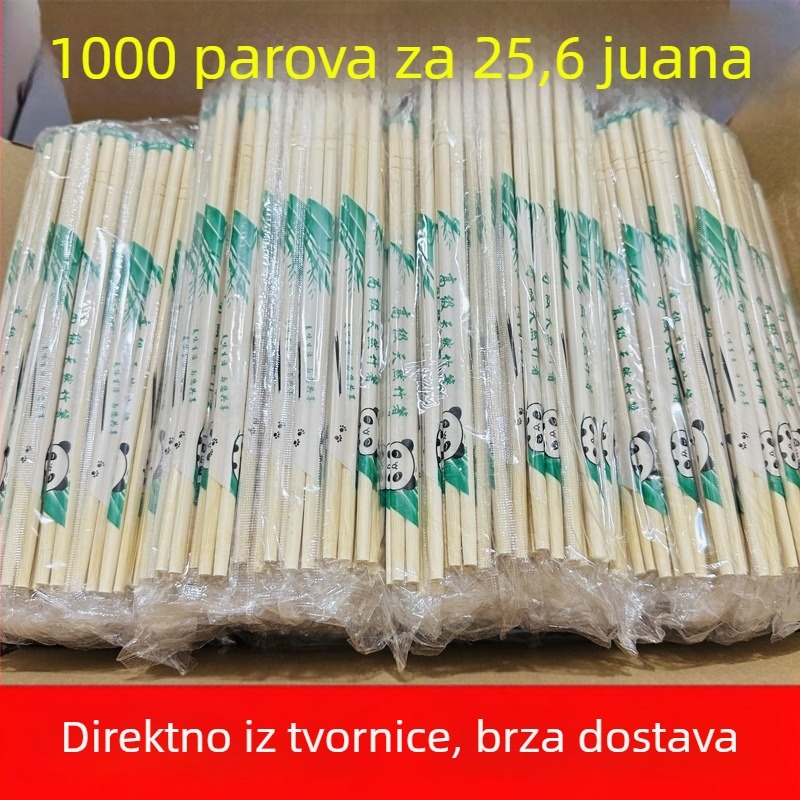 Bambus štapići za jelo, jednokratni, deblji i duži, higijenski za restorane, pojedinačno pakirani