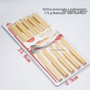 Yijia bambus štapići za jelo, bez boje i bez voska, Nan bambus, 10 parova, za kućnu i restoran upotrebu, odrasle