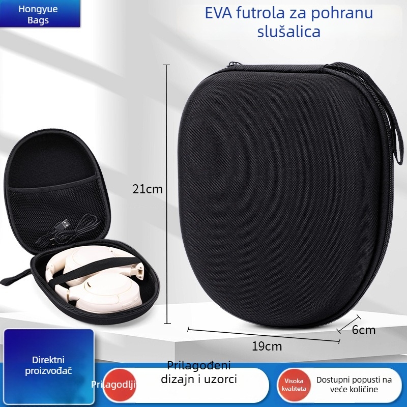 Eva futrola za slušalice preko uha, velika kapaciteta, prijenosna, otporna na padove i tlak