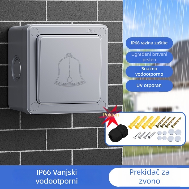 Vanjska vodootporna kutija prekidača s gumbom, kišno-otporn panel za jedno i dvostruko upravljanje, zidna montaža