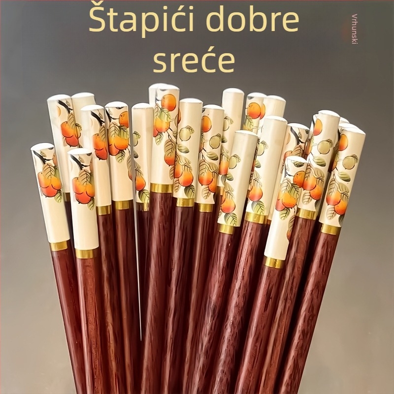 10 parova drvenih štapića za jelo, protivklizni, kineskog stila, kuhinjski pribor za kućnu upotrebu, cvjetni uzorak