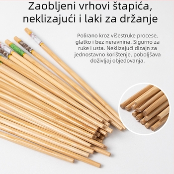 Bambusove štapiće za jelo s mramornim uzorkom, visoke kvalitete, otporne na plijesan, otporne na visoke temperature, protuklizne, protiv kotrljanja, prirodni drveni pribor za jelo
