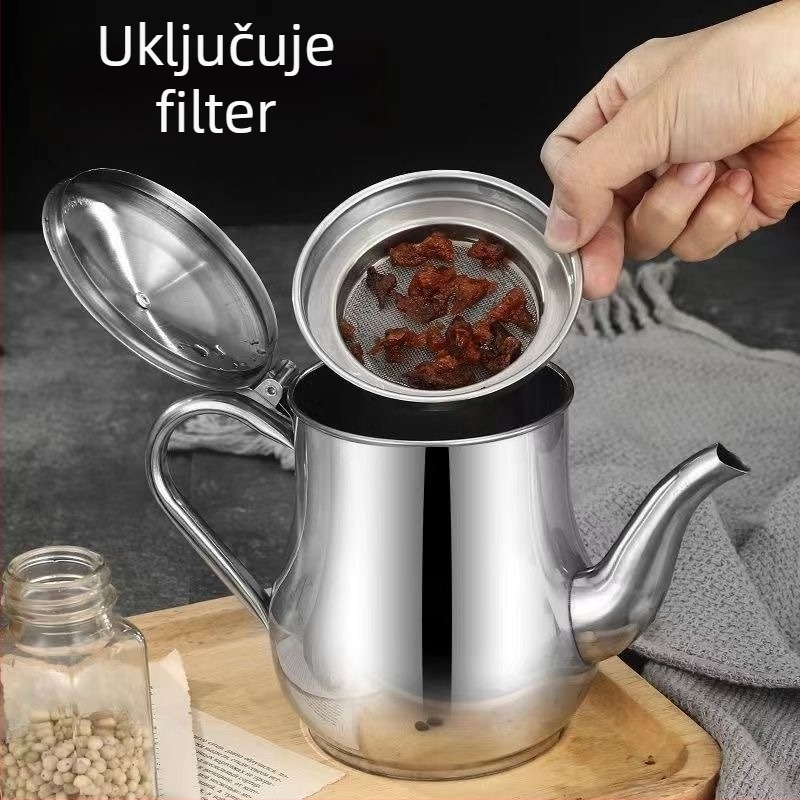 Nehrđajuća čelična bočica za ulje s filtrom, protiv curenja, kuhinjski spremnik za ulje, kapacitet 350–1600 ml