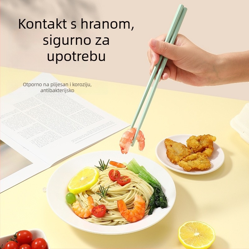 2024 Štapići za jelo od legure, pastelne makaron boje, osmerokutnog oblika, otporni na visoke temperature, neklizajući, otporni na plijesan, po jedan par po osobi