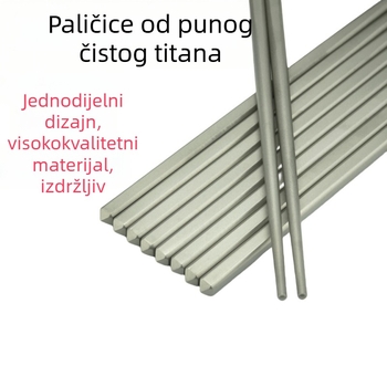 Set titanijskih štapića – čvrst, četvrtastog dizajna, prijenosni titanijski pribor za odrasle i djecu, ekološki