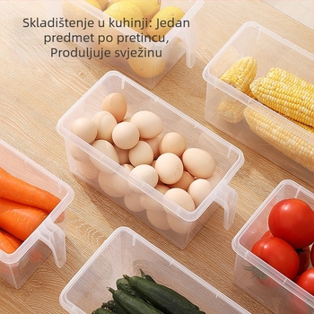 Prozirna pravokutna kutija za pohranu u hladnjaku sa ladicama, zatvorenog tipa, za jaja i namirnice