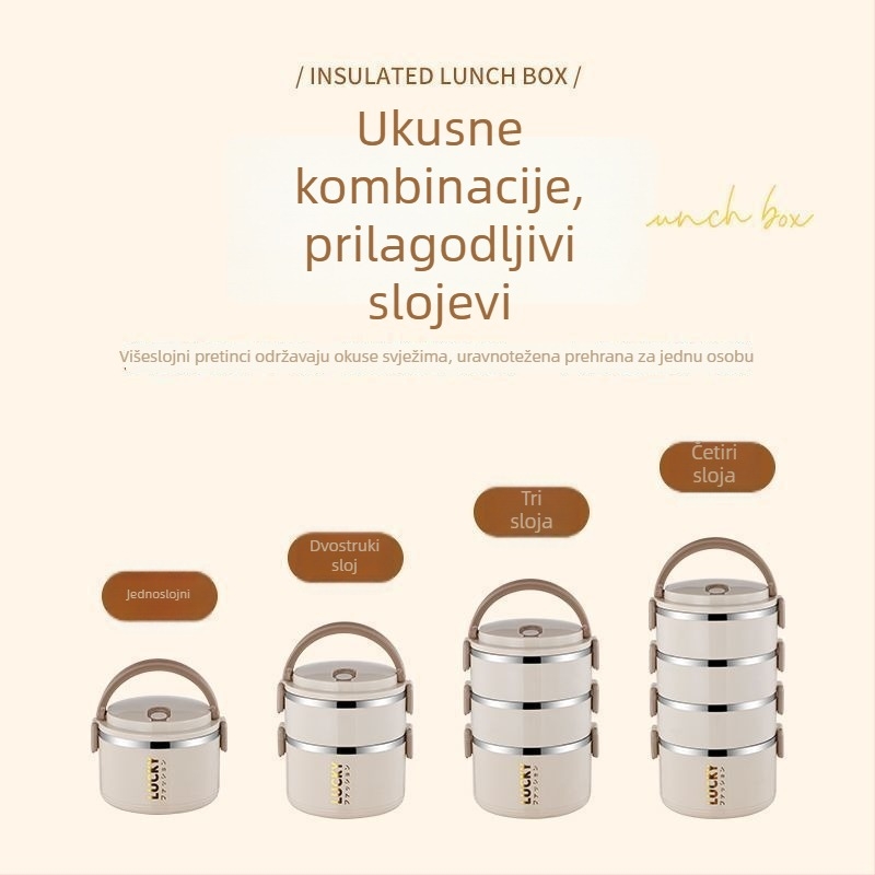 Dvostruko slojevita kutija za obrok od nehrđajućeg čelika, termoizolirana, velikog kapaciteta, za studente i uredske djelatnike, prenosiva, prehrambena kvaliteta