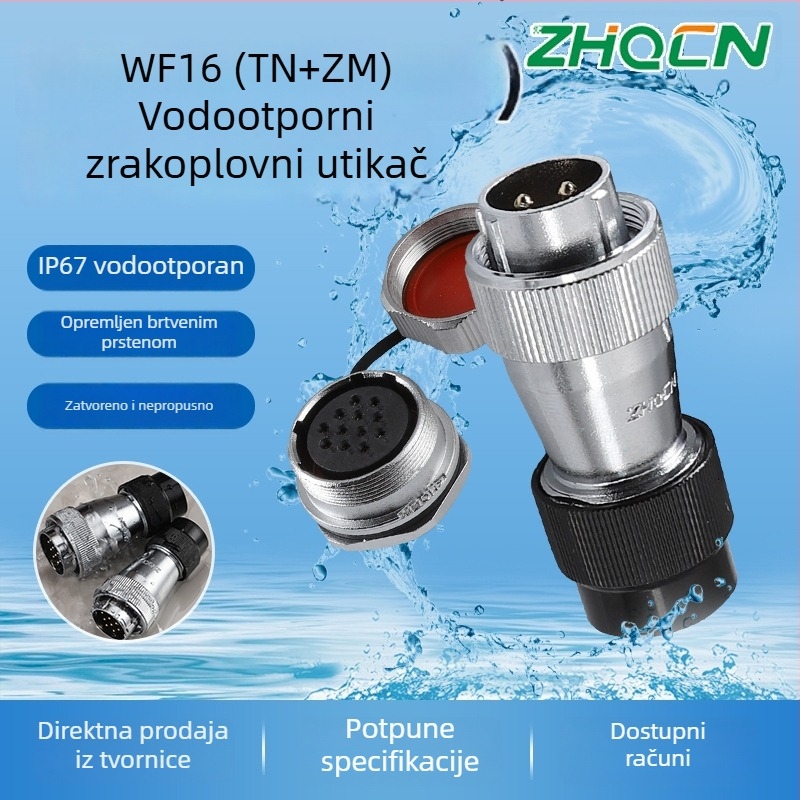 Industrijske kvalitete vodootporni avionski priključak WF_HF16, električni konektor, 2-3-4-5-7-9-10 jezgra, TN+ZM tip matice