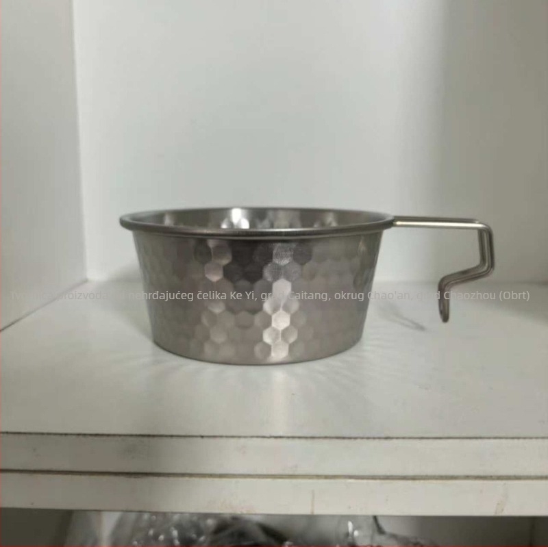 Shera Bowl – Zdjela od nehrđajućeg čelika 304 s držalom, višenamjenska za svakodnevnu uporabu, ured i putovanja, prijenosna s površinom kaljenog uzorka, promjer 11–11,9 cm