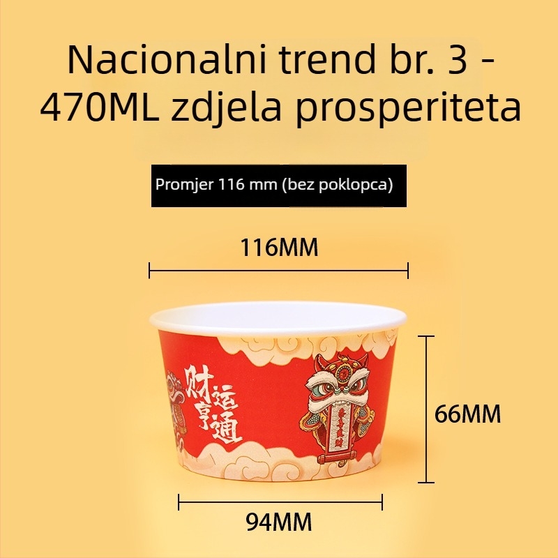 Papirnate zdjele za piknik s kineskim stilom, kutija za kampiranje, logotip po želji, jednokratno posuđe