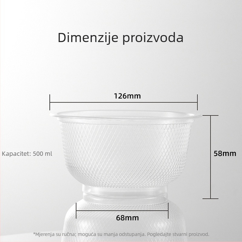 Jednokratna plastična zdjela, 500 ml, prozračni mrežasti uzorak, za kućnu upotrebu