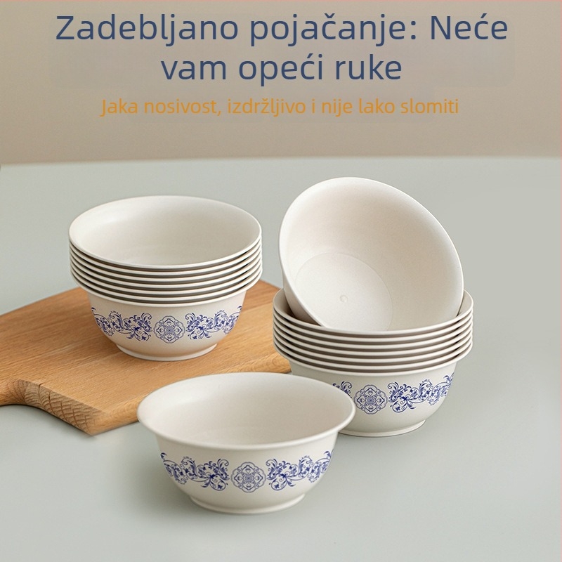 Fractal Jednokratne zdjele, otporne na visoku temperaturu, debele plastične, plavo-bijeli dizajn, 350 ml, 20 komada u paketu