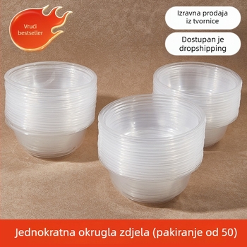 Prozirna debela plastična zdjela, 320 ml, okrugla zdjela za juhu, za restorane i kućnu upotrebu