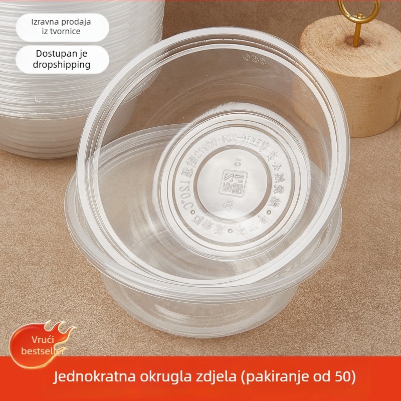 Prozirna debela plastična zdjela, 320 ml, okrugla zdjela za juhu, za restorane i kućnu upotrebu