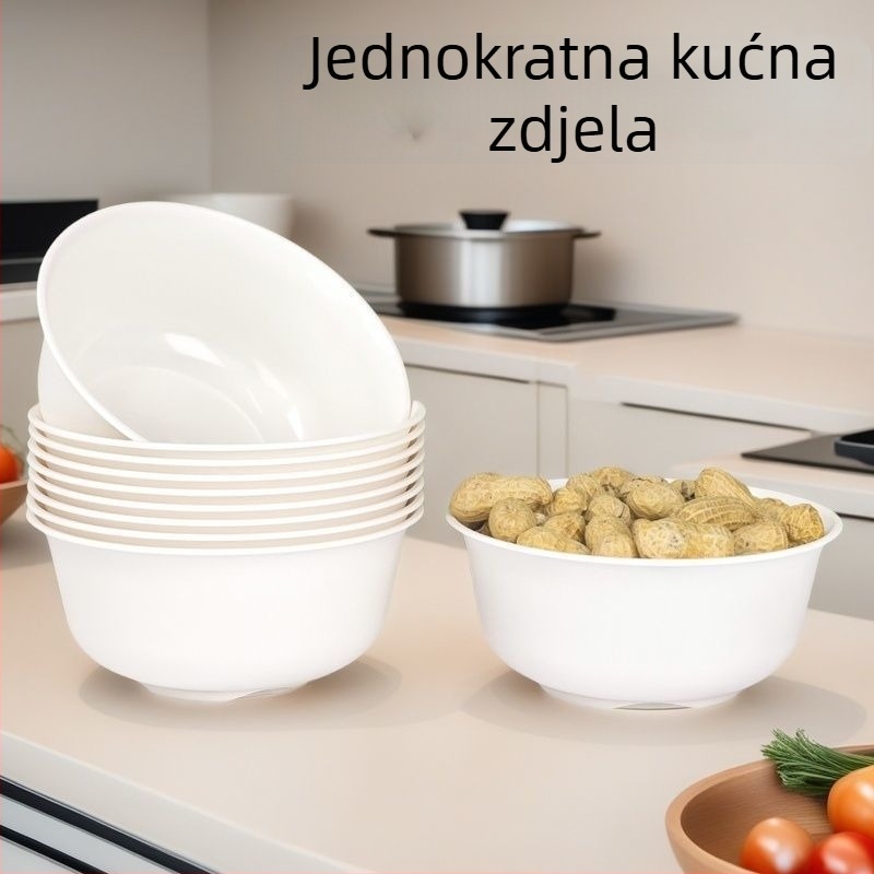 Jednokratna velika zdjela za tjesteninu i juhu, okrugla zdjela za rižu, od pšenične slame, otporna na visoke temperature, za kućnu i komercijalnu upotrebu