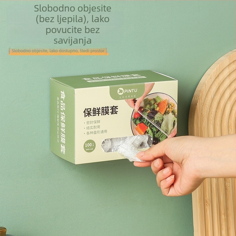 Jednokratni pokrov od plastične folije s elastičnim rubom, prehrambene kvalitete, za kućnu kuhinju — očuvanje svježine ostataka u zdjelama i tanjurima