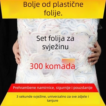 Set od 100 jednokratnih prozirnih folijskih poklopaca za kuhinju i hladnjak, s elastičnim otvorom za ostatke i zdjele